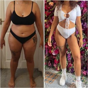 Perfect progress photos - Two images of a woman during her weight- loss journey